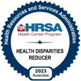HRSA 2023 Health Disparities Reducer Award badge for health center programs