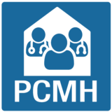 PCMH home and community people logo with house icon and patient-centered medical home emblem